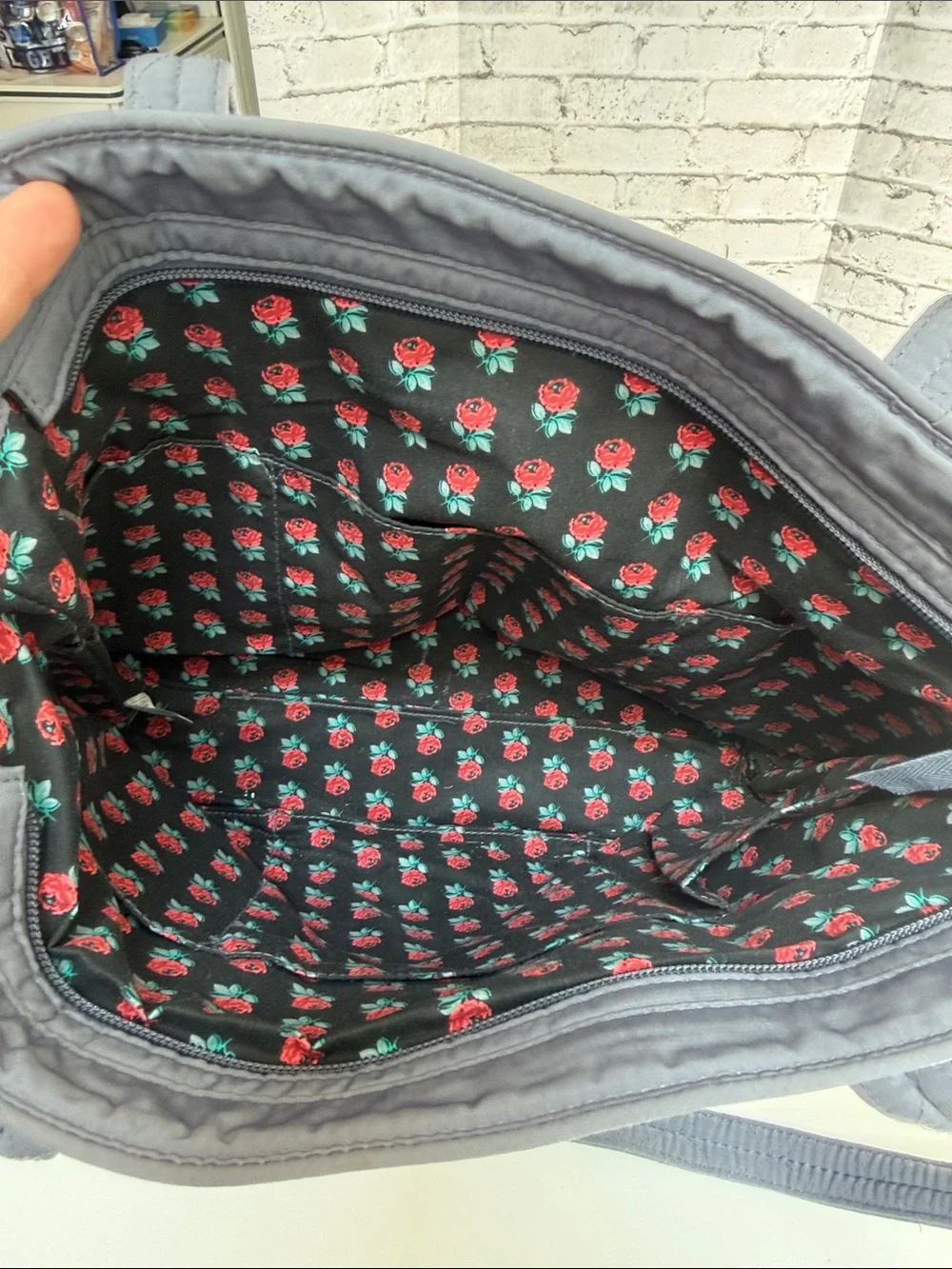 Vera Bradley Quilted Tote in Slate Gray